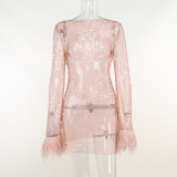 Sexy wool capillary glitter dress