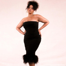 Feather Skinny Sexy Tube Top Dress