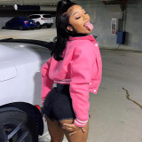 Towel Embroidered English Print Baseball Jacket Autumn New Tops Comfortable Casual Sports Women's Wear