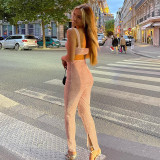 Fashionable suspenders backless vest slim high waist pencil pants suit