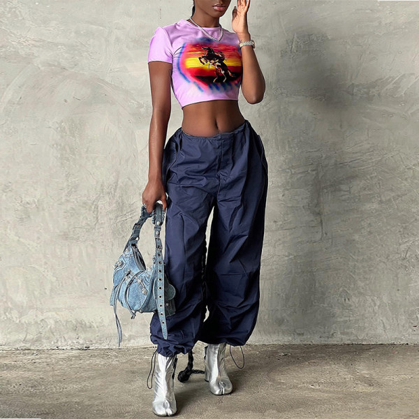 Loose Wide Leg Low Waist Loose Cargo Casual Pants