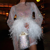 Sexy wool capillary glitter dress