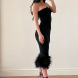 Feather Skinny Sexy Tube Top Dress