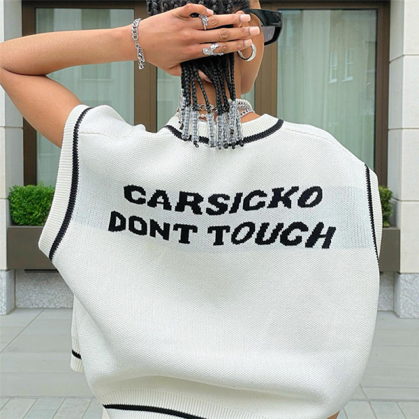 Fashion Versatile Knitted Vest Sleeveless Pullover Loose Top