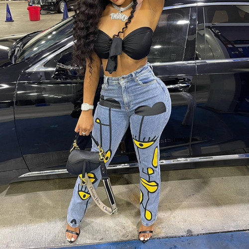 Print Personality Street Trender Slim Stretch Jeans K22PT289