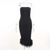 Feather Skinny Sexy Tube Top Dress