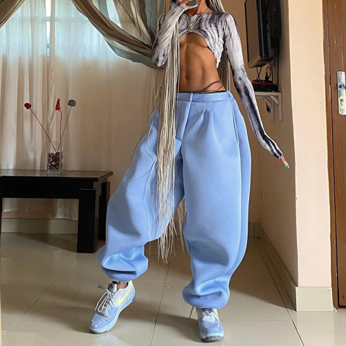 Solid Color Fashion Elastic Low Waist Casual Leggings
