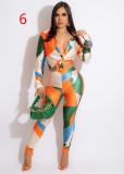 Printed Multicolor Long Sleeve Shirt Trousers Home Casual Set