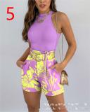 Women's Fashion New Contrast Color Print Suit