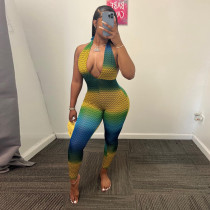 Sexy Slim Personality Gradient Halter Bodysuit