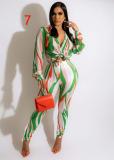 Printed Multicolor Long Sleeve Shirt Trousers Home Casual Set