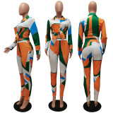 Printed Multicolor Long Sleeve Shirt Trousers Home Casual Set