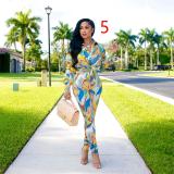 Printed Multicolor Long Sleeve Shirt Trousers Home Casual Set