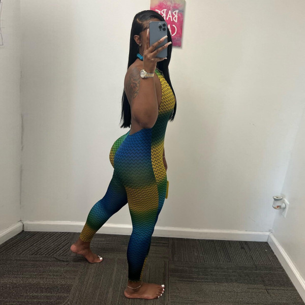 Sexy Slim Personality Gradient Halter Bodysuit