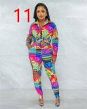 Printed Multicolor Long Sleeve Shirt Trousers Home Casual Set