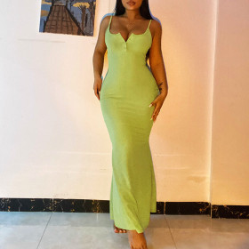 Button Sling Fishtail Long Dress Temperament and Elegant Dress