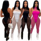 Solid Color Mesh Panel Sexy Perspective Slim Bodysuit