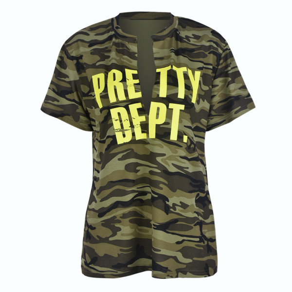 Sexy Slim Print Camo Top T-Shirt