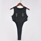 Sexy slim fit and slimming hot drill hidden button jumpsuit