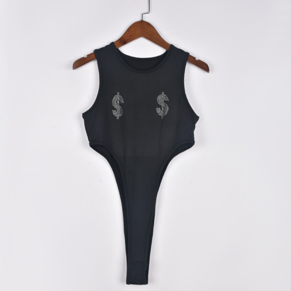 Sexy slim fit and slimming hot drill hidden button jumpsuit