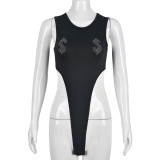 Sexy slim fit and slimming hot drill hidden button jumpsuit