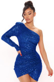 Sequin One Shoulder Slim Fit Sexy Dress