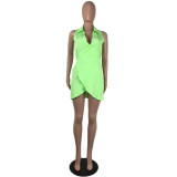 Sleeveless Solid Color Tie Sexy Dress