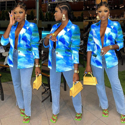 Women's Fashion Western Print Temperament Suit Jacket