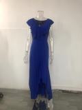 Temperament V-neck Ruffle Irregular Elegant Dress Dress