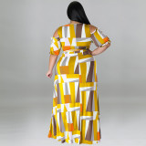 Plus size women's off-shoulder V-neck fashion two-piece split skirt