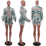 Printed Sexy Lace Panel Shorts