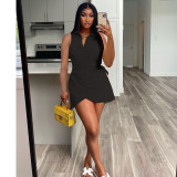Sleeveless Solid Color Tie Sexy Dress