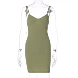 Temperament fashion solid color wrap chest slim fit hip suspender dress