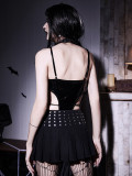 Dark Leather Sexy Chain Lace-Up Top