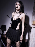 Dark Leather Sexy Chain Lace-Up Top