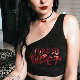 Dark Irregular Crop Camisole Tank Top