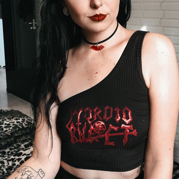 Dark Irregular Crop Camisole Tank Top