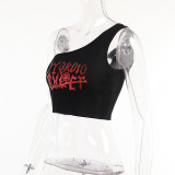 Dark Irregular Crop Camisole Tank Top