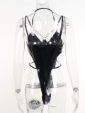 Dark Leather Sexy Chain Lace-Up Top