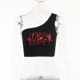 Dark Irregular Crop Camisole Tank Top