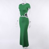 Women's Color Contrast Sexy Patchwork Cutout Open Waist Dress
