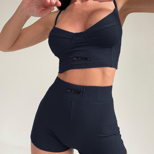 Labels Breast Cup Shorts Set Casual Sports Women's