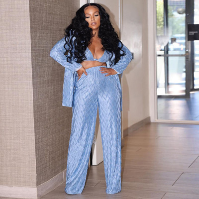 Featured Pleated Fabric Suit Fashion Loose Casual Comfortable Solid Color Women's Clothing
