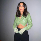 Short leather jacket coat autumn sexy ultra-short leather top street trend women's clothing