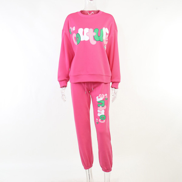 Alphabet English Print Sweater Sweater Pants Set