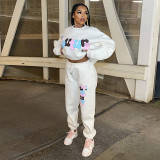 Alphabet English Print Sweater Sweater Pants Set
