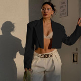 Short black shoulder pad blazer fashion casual temperament commuter suit
