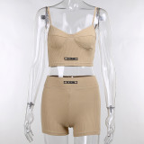 Labels Breast Cup Shorts Set Casual Sports Women's