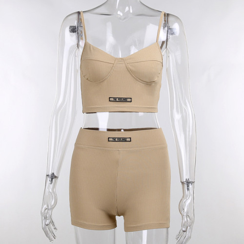 Labels Breast Cup Shorts Set Casual Sports Women's