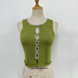 Hooked Cutout Knit Tank Top Sleeveless T-Shirt